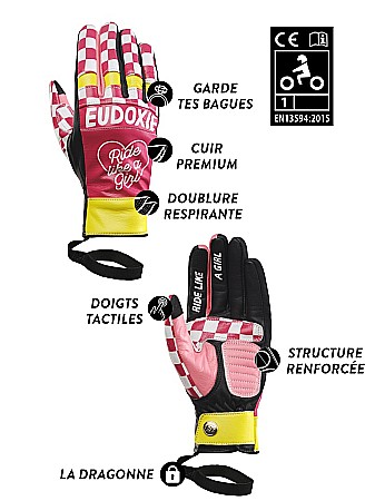 Manusi moto de piele Eudoxie pentru femei [5]