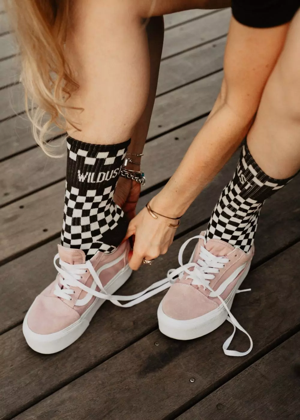 Șosete WILDUST SISTERS Checkerboard Grey | Vintage Racing [1]