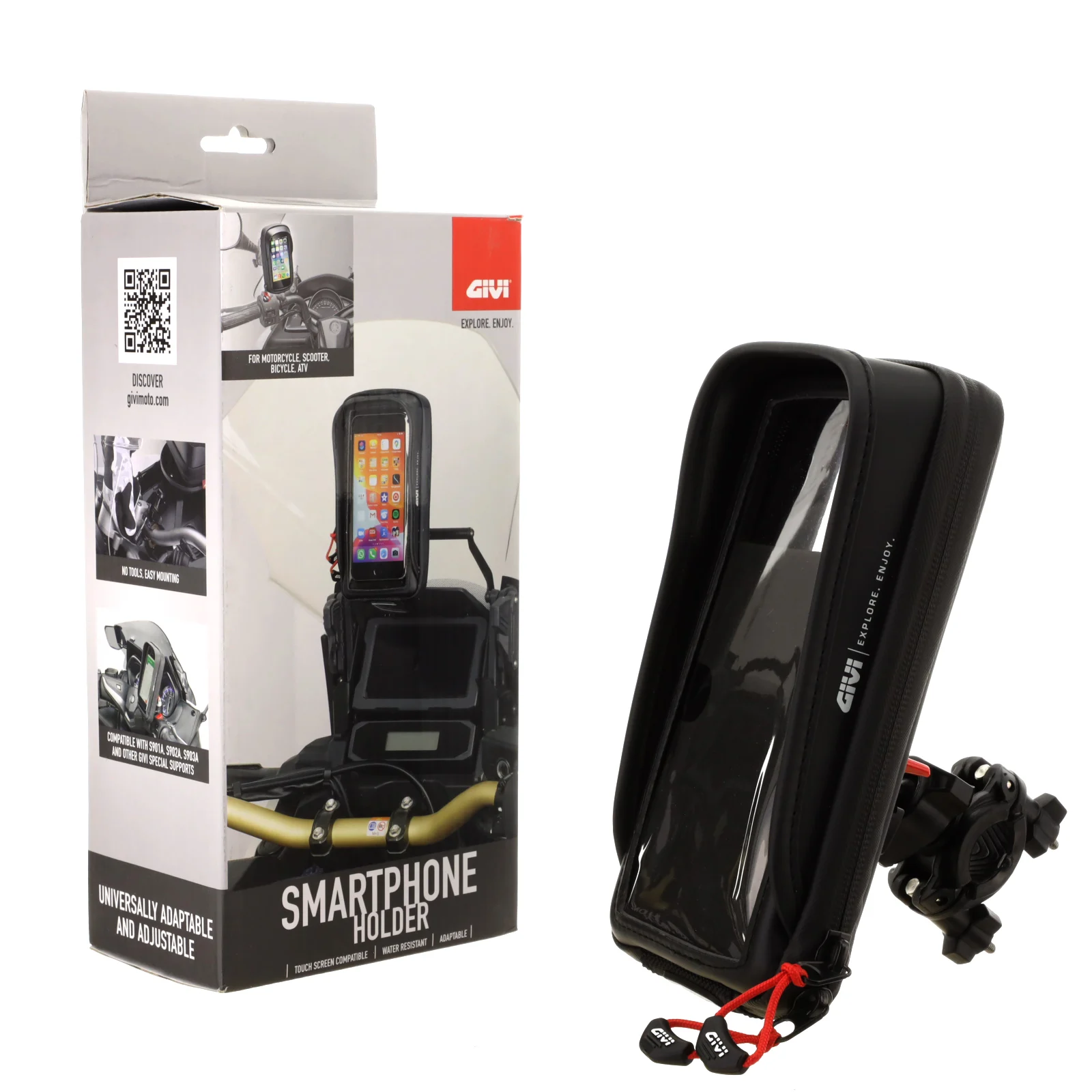 Suport de telefon moto GIVI S958B – Universal, Cu Kit de Montaj, Impermeabil [1]