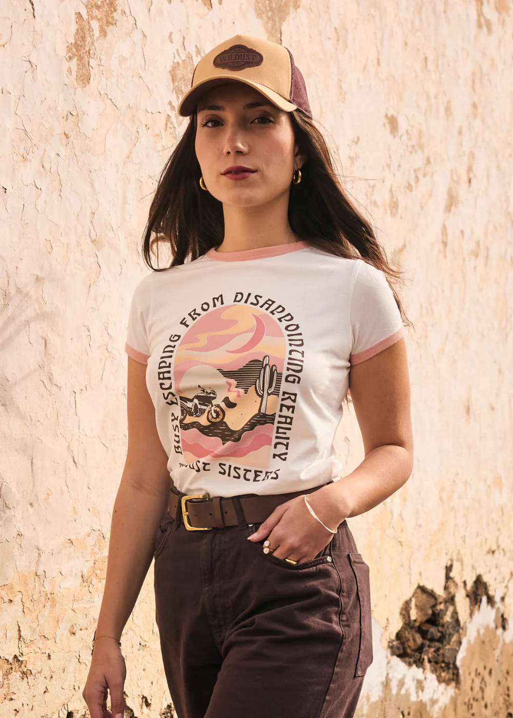 Tricou Moto Dama Wildust – Sunset Ride – Stil Retro Ringer & Western [1]