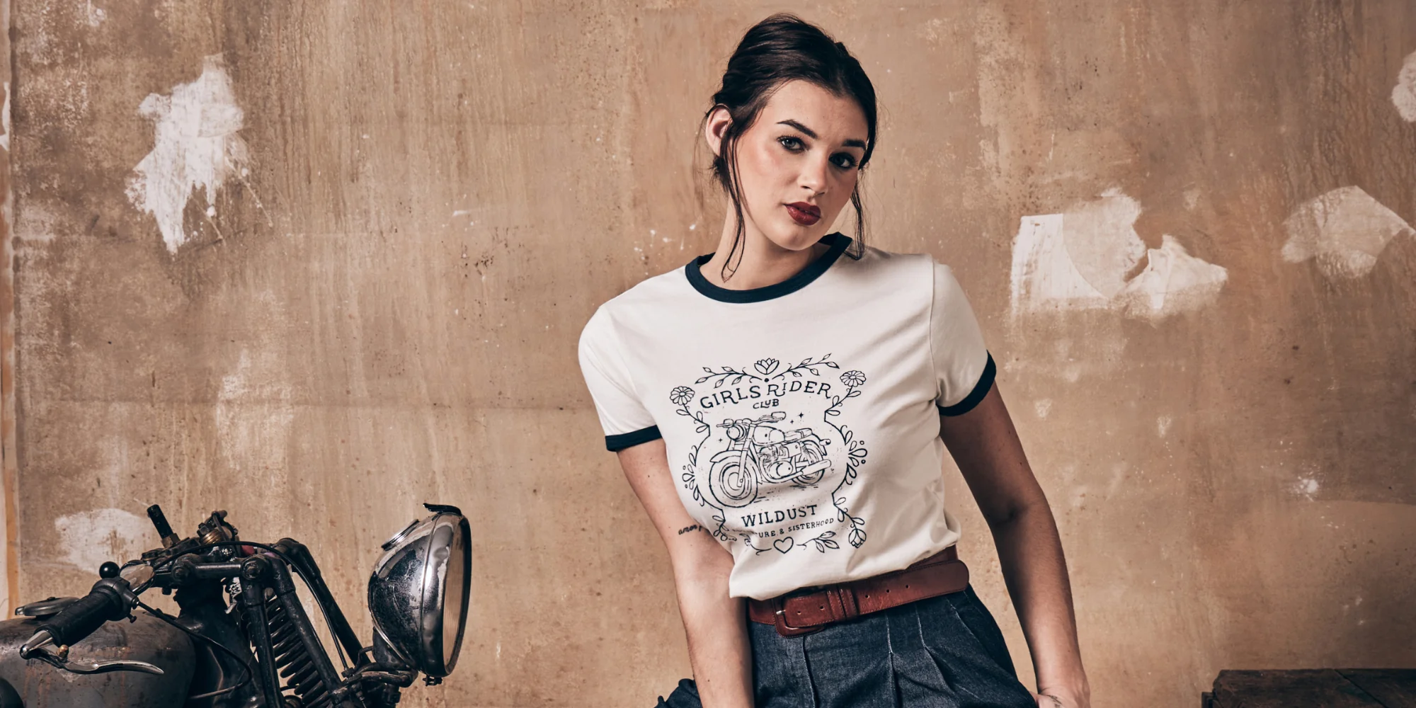 Tricou Moto Dama Wildust – Riders Club – Stil Retro Ringer & Western [3]