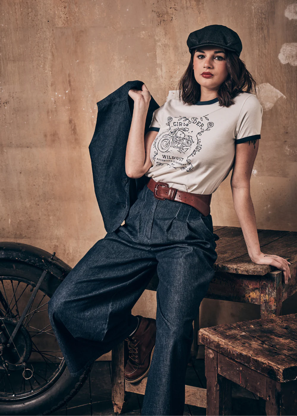 Tricou Moto Dama Wildust – Riders Club – Stil Retro Ringer & Western [1]