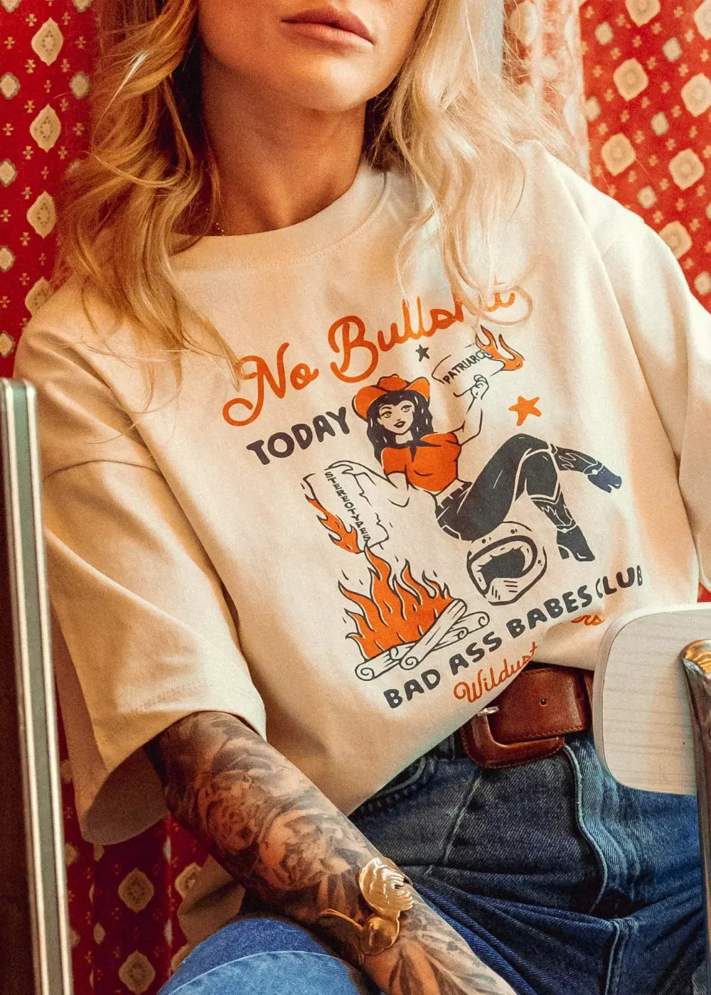 Imbracaminte - Tricou Wide Fit Cowgirl WILDUST SISTERS "NoBullshit"