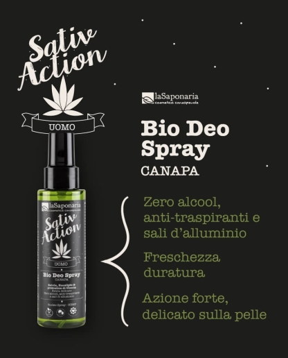 Deodorant organic spray cu canepa pentru barbati, 100 ml [3]