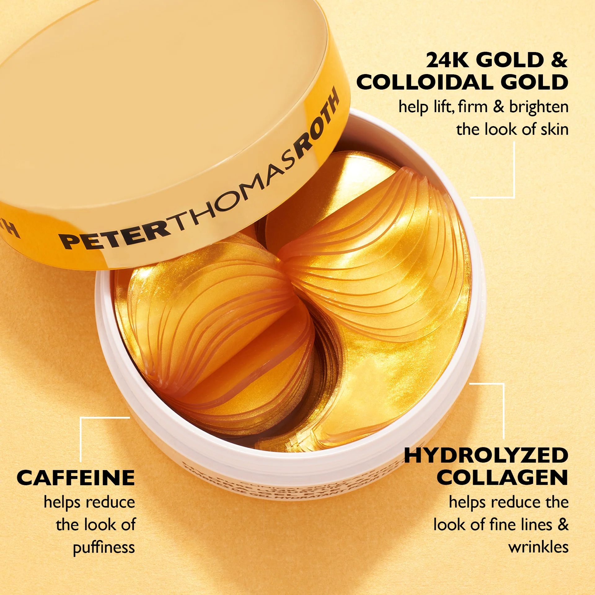 Patchuri cu gel pentru conturul ochilor 24K Gold Firming, 60 bucati, Peter Thomas Roth [5]