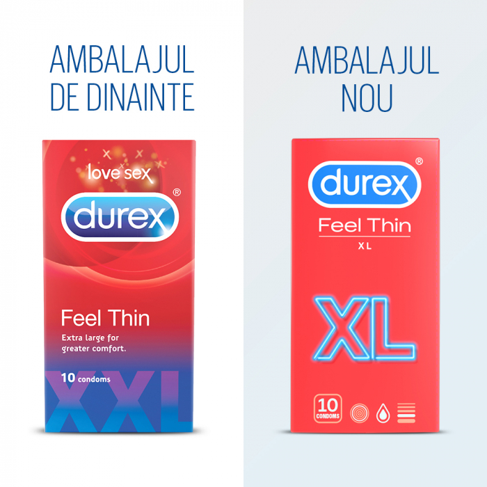 Prezervative Feel Thin XXL 10 bucati, Durex [2]