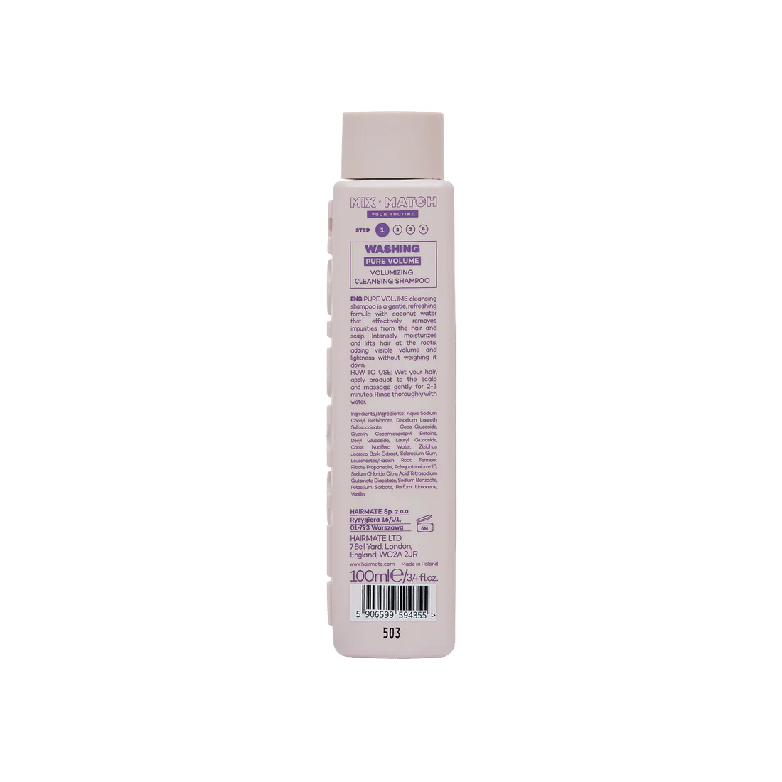 PURE VOLUME SAMPON de par pentru volum, curatare intensa, HAIRMATE, 100ml [3]