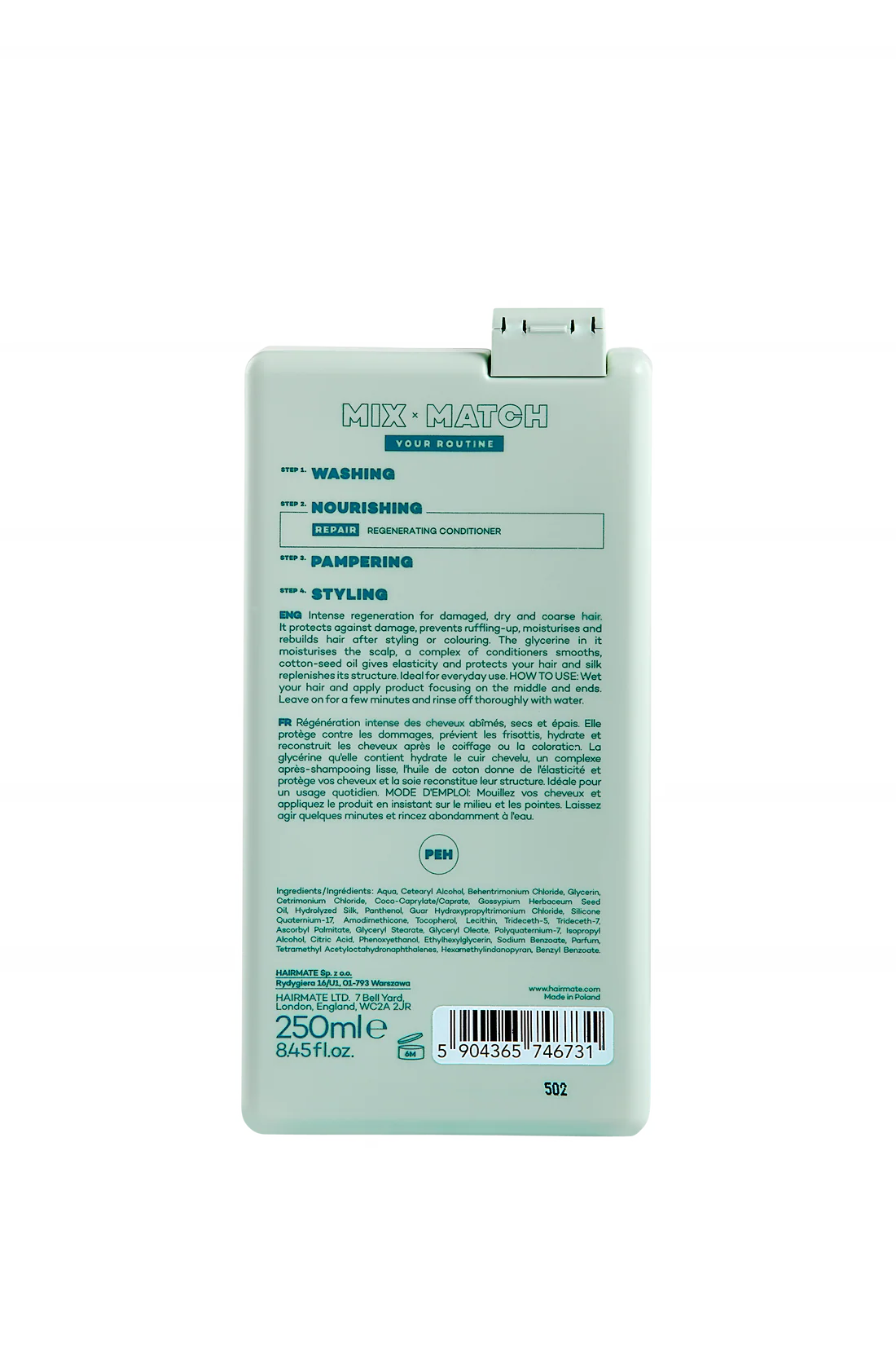 REPAIR BALSAM pentru par, regenerare si refacere maxima,HAIRMATE, 250ml [2]