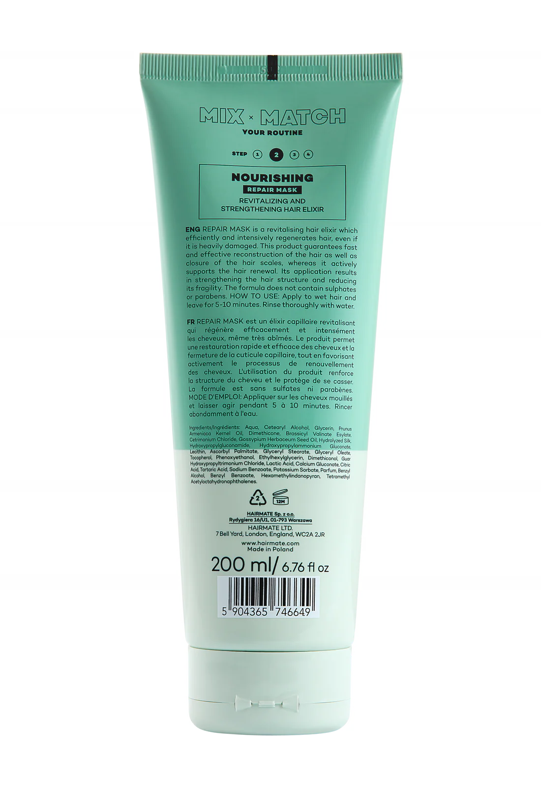REPAIR MASCA intensiva, cea mai puternica forma de regenerare, HAIRMATE, 200ml [2]