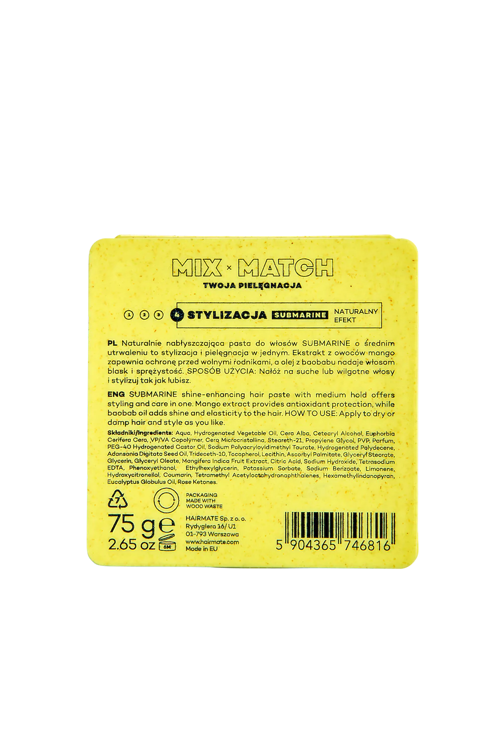SUMBARINE pasta de fixare usor lucioasa cu efect natural, HAIRMATE, 75g [2]