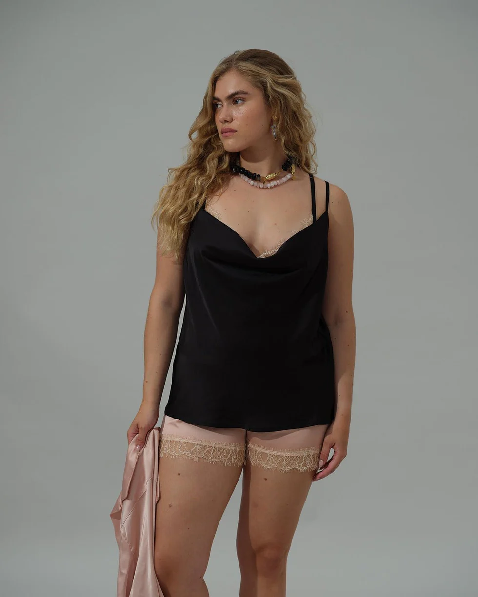 Top din mătase simplu, fără dantelă Luna negru, Nobless Oblige [2]