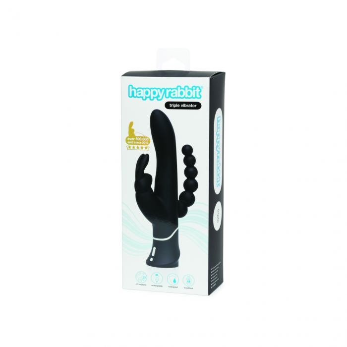 Vibrator Triple Curve Happy Rabbit, Negru [2]