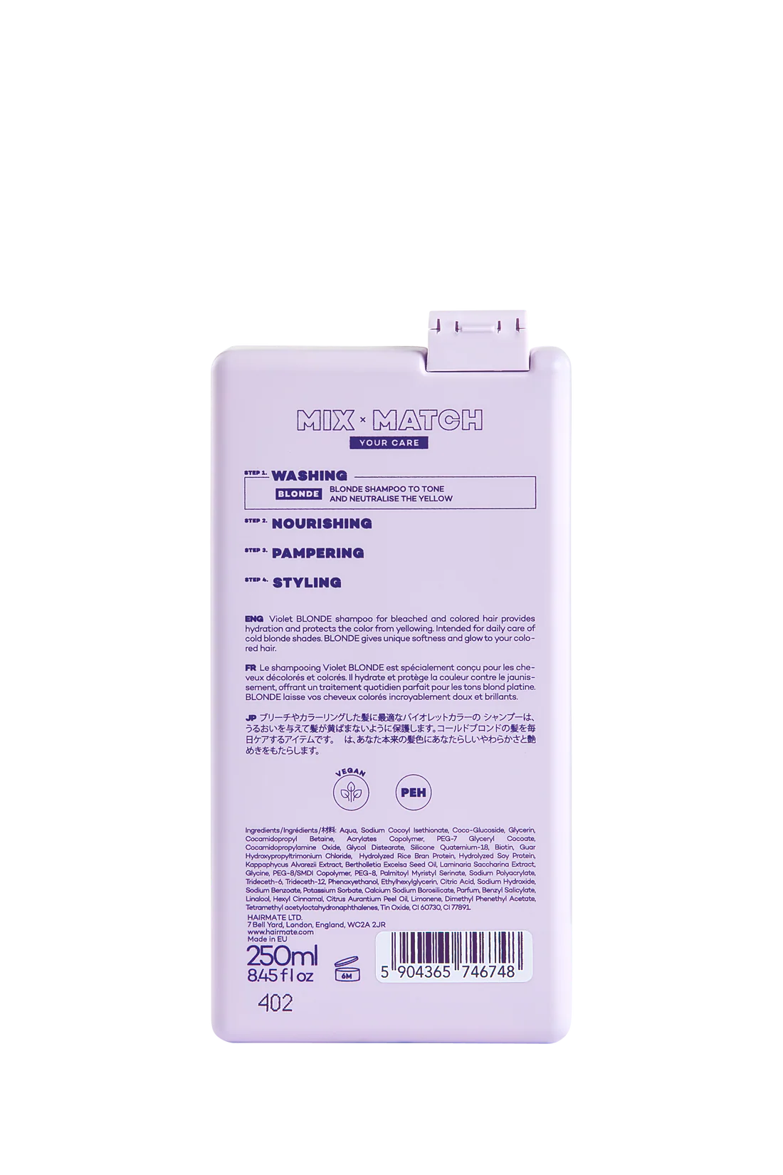 BLONDE SAMPON violet pentru par decolorat si vopsit, HAIRMATE, 250ml [1]