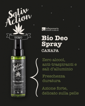 Deodorant organic spray cu canepa pentru barbati, 100 ml [2]
