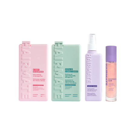 Seturi - HAIRMATE - Pachet Sampon pentru par subtire fragil si deteriorat Kissy, Balsam pentru regenerarea parului Repair, Spray pentru stralucirea si descalcirea parului Acid Rain si Ulei pentru par Smoothie