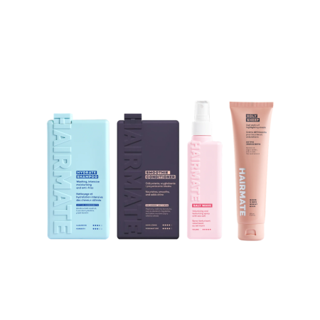 Seturi - HAIRMATE - Pachet Sampon pentru parul dezhidratat Hydrate, Balsam de par Smoothie, Spray de volum cu sare de mare Salt Wave si Crema pentru evidentierea buclelor Holy Sheep