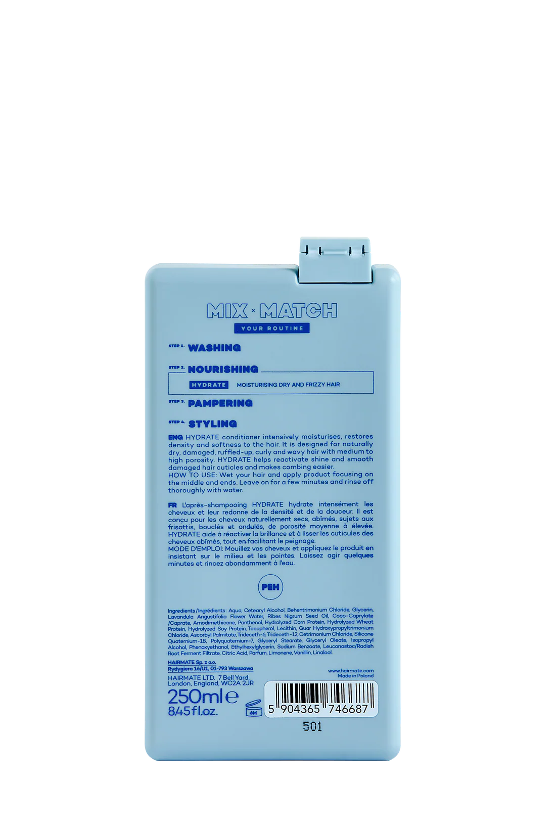 HYDRATE BALSAM pentru par, hidrateaza intens, reface densitatea si matasimea parului, HAIRMATE, 250ml [1]