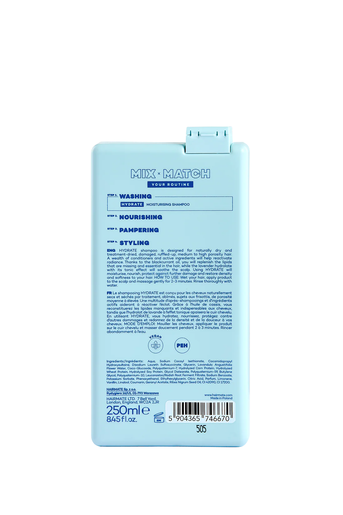 HYDRATE SAMPON pentru par natural uscat, deshidratat excesiv, deteriorat, cu tendinta de incretire, HAIRMATE, 250ml [1]