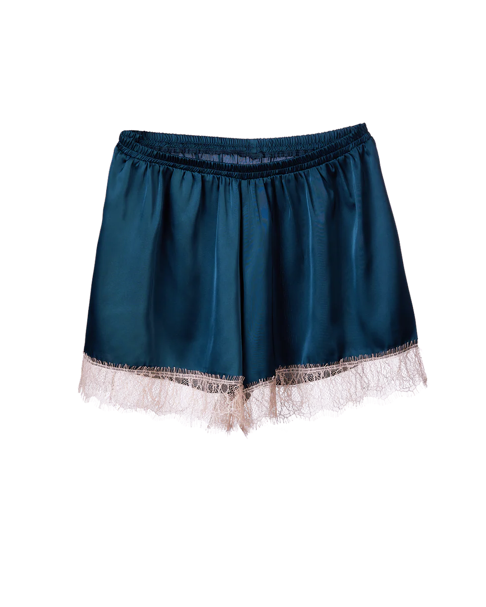 Lenjerie intimă - Pantaloni Scurți din  mătase Luna albastru Petrol , Noblesse Oblige