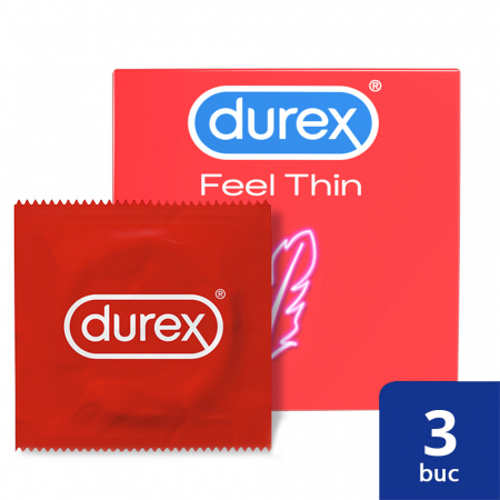 Prezervative - Prezervative Feel Thin 3 bucati, Durex