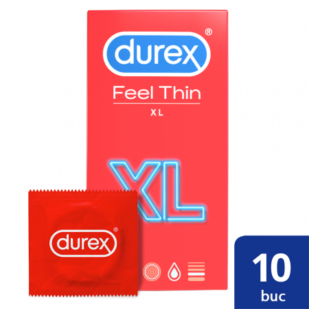 Prezervative - Prezervative Feel Thin XXL 10 bucati, Durex