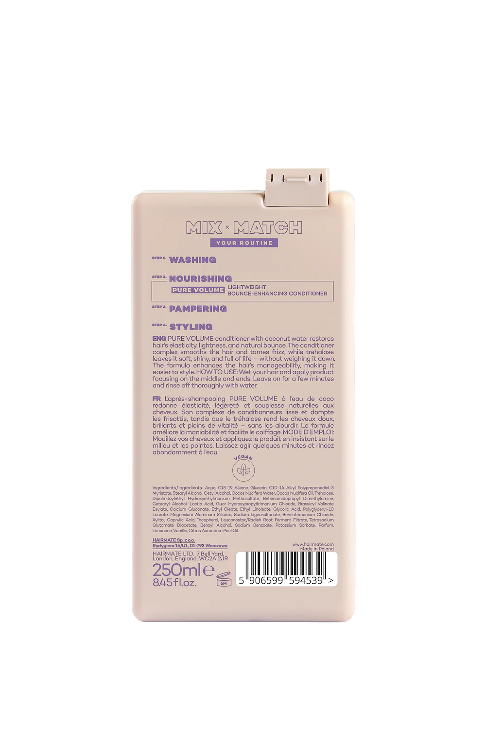 PURE VOLUME BALSAM lejer pentru amplificare si elasticitate, HAIRMATE, 250ml [1]