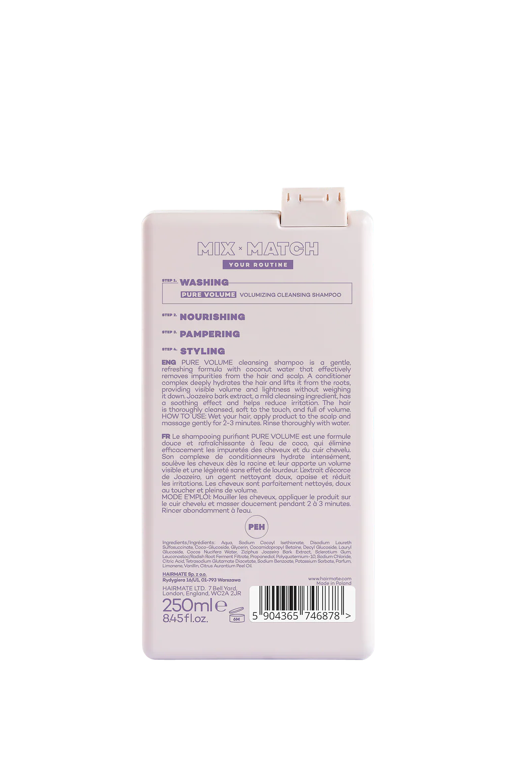 PURE VOLUME SAMPON de par pentru volum si curatare intensa, HAIRMATE, 250ml [1]
