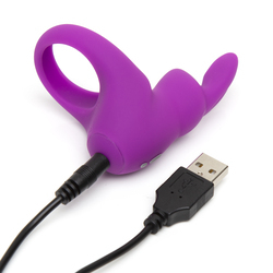 Rechargeable Silicone Rabbit Cock Ring Purple (Purple), Happy Rabbit [2]