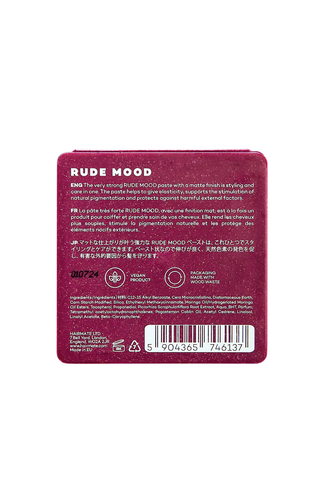 RUDE MOOD Pasta mata cu fixare foarte puternica, HAIRMATE, 75g [1]
