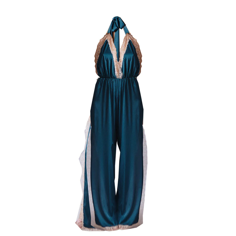 Salopete lungi - Salopetă din mătase Luna albastru Petrol, Noblesse Oblige