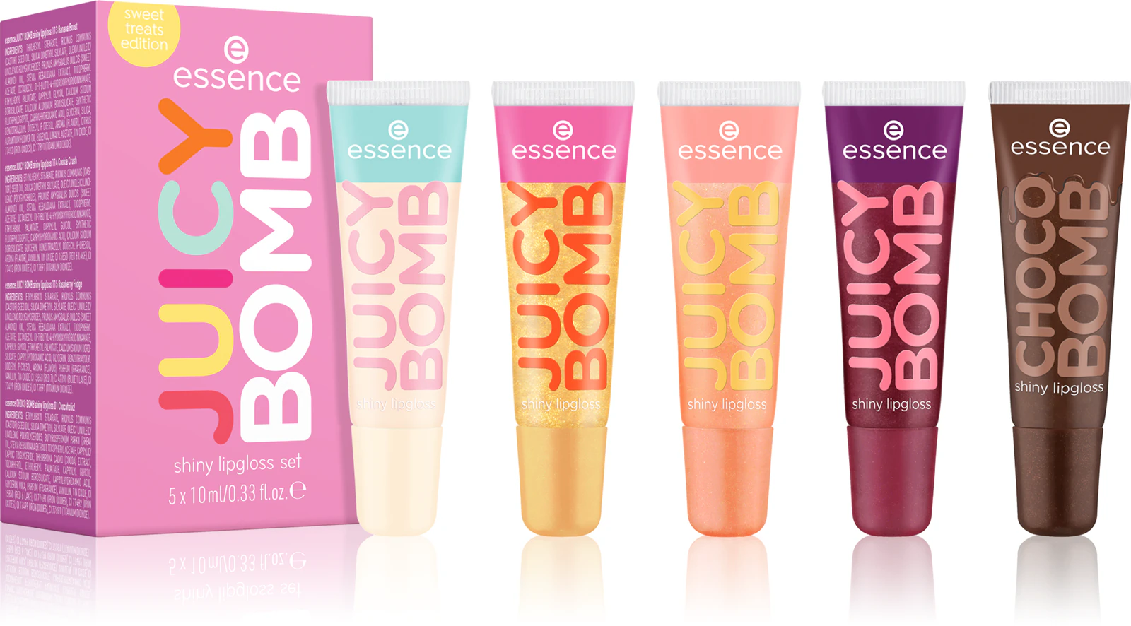 Buze - Set luciuri de buze stralucitoare, essence, JUICY BOMB sweet treats edition 04 - Sugar Coated, 1 buc
