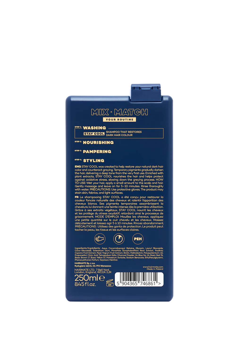 STAY COOL SAMPON pentru restaurarea culorii inchise, HAIRMATE, 250ml [1]