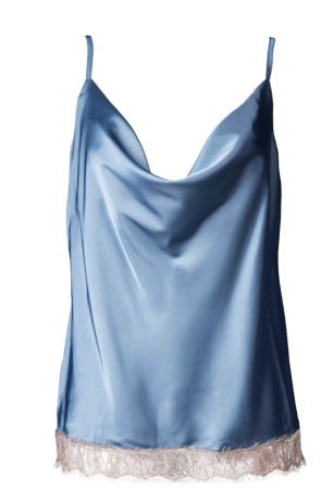 Top din mătase cu decolteu drapat albastru Pal, Noblesse Oblige [1]