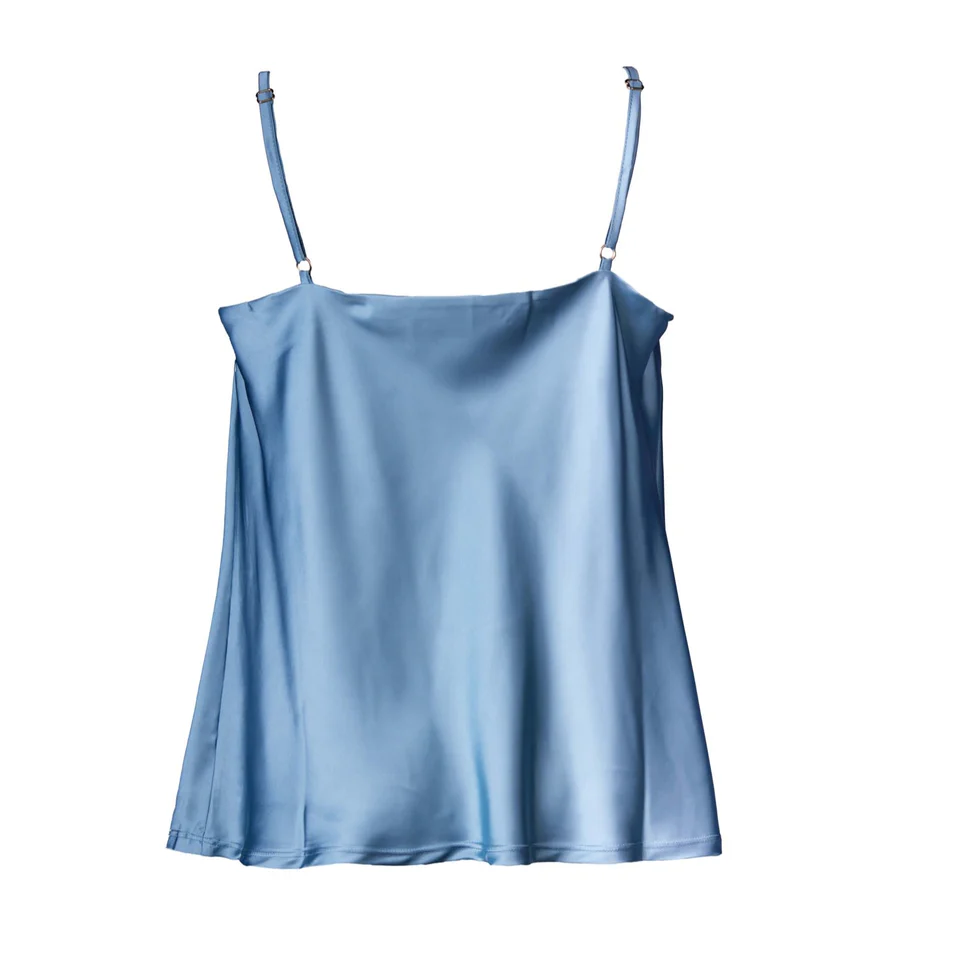 Top din mătase cu decolteu drapat albastru Pal, Noblesse Oblige [1]