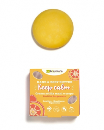 Crema de corp - Unt solid pentru maini si corp Keep Calm cu buriti si bergamota, 80 ml