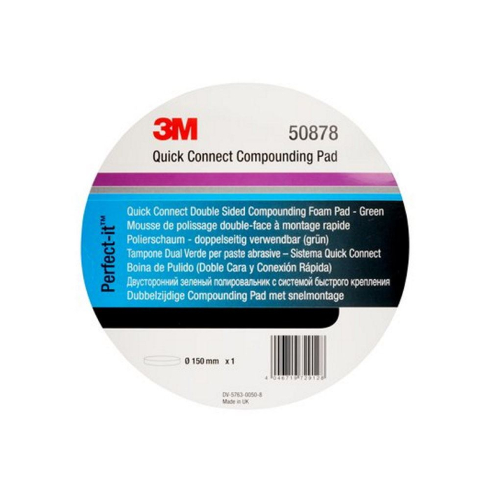 Burete polish abraziv cu fata dubla 3M Quick Connect Compounding Pad, verde, 150mm [4]