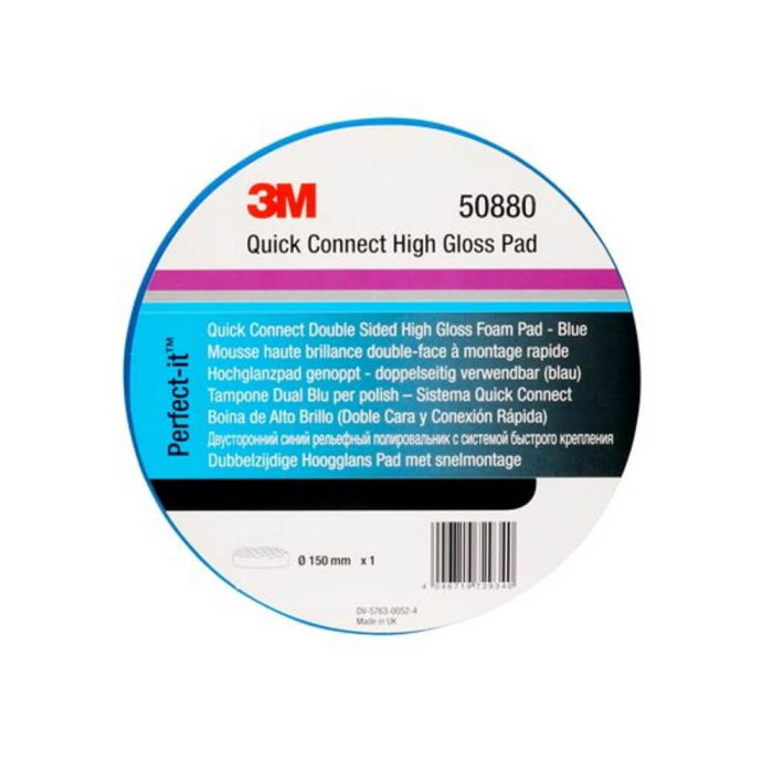 Burete polish abraziv valurit cu fata dubla 3M Quick Connect High Gloss Pad, albastru, 150mm [3]