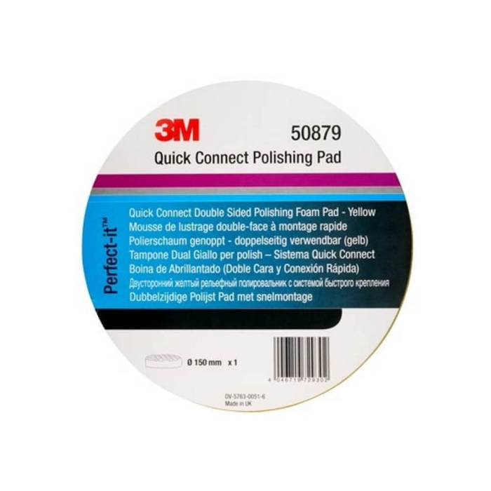 Burete polish mediu valurit cu fata dubla 3M Quick Connect Polishing Pad, galben, 150mm [3]
