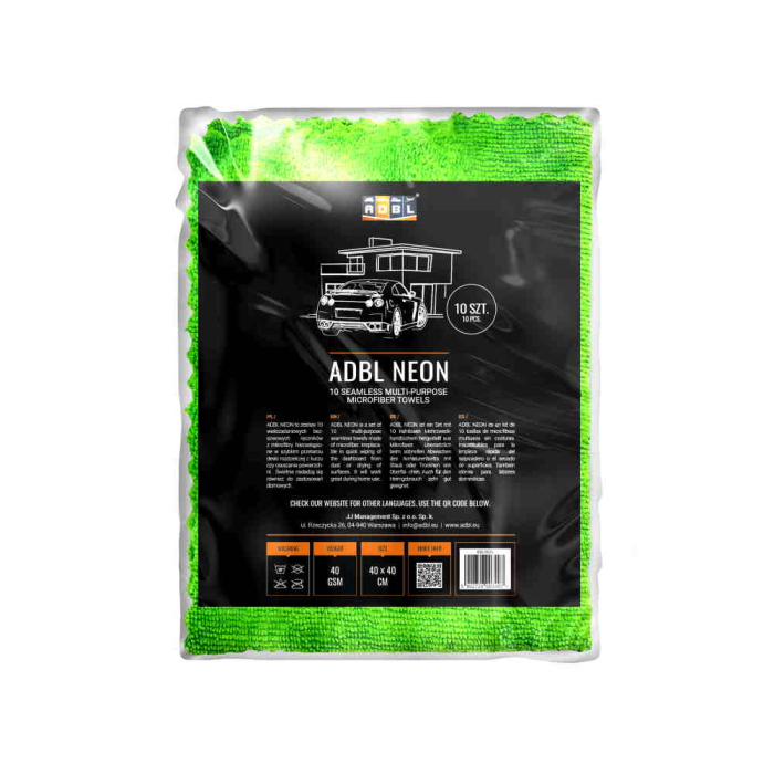 Laveta multifunctionala din microfibra fara margini ADBL Neon, set 10buc [2]