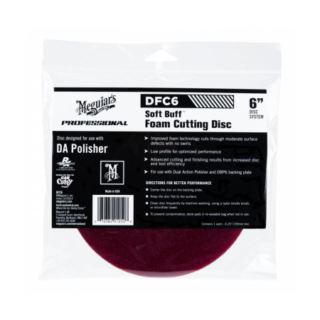 Burete polish abraziv orbitala Meguiar's Soft Buff DA Foam Cutting Disc, grena, 152mm