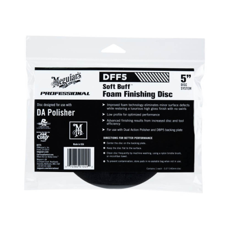 Burete polish finish orbitala Meguiar's Soft Buff DA Foam Finishing Disc, negru, 127mm
