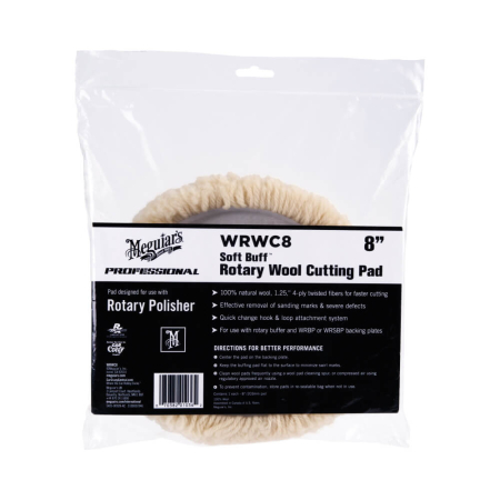 Bureti, Talere - Disc-polish-abraziv-din-blana-naturala-Meguiars-Soft-Buff-Rotary-Wool-Cutting-Pad-20.32cm-WRWC8