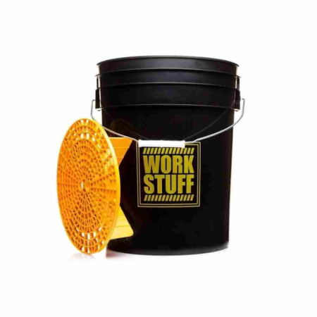 Accesorii prespalare auto - Galeata spalare auto Work Stuff Detailing Bucket Black Rinse cu gratar separator, 20L