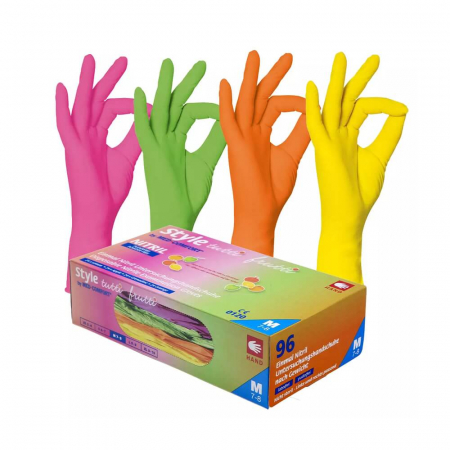 Manusi protectie - Manusi-nitril-fara-pudra-Style-Tutti-Frutti-4-culori-cutie-96buc-01175