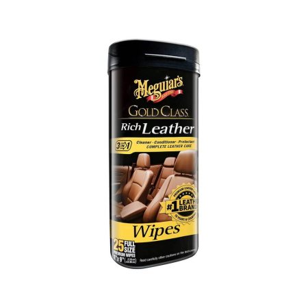 Solutii curatare piele - Servetele-curatare-si-hidratare-piele-Meguiars-Gold-Class-Rich-Leather-Wipes-25buc-G10900