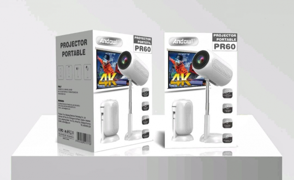 Andowl PR60 proiector portabil DLP LED 4K, Wi-Fi, boxe integrate, 60–120 inch [5]