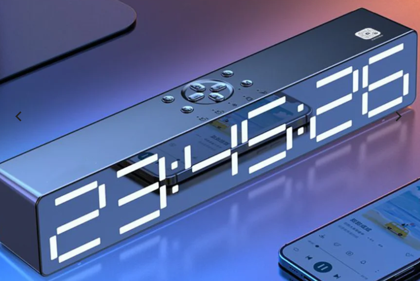 Boxă Portabilă Bluetooth cu Ceas Digital, Alarmă și Funcție de Lumina de Noapte, Microfon Integrat, Autonomie Lungă, Andowl (Q-YXB133) [1]