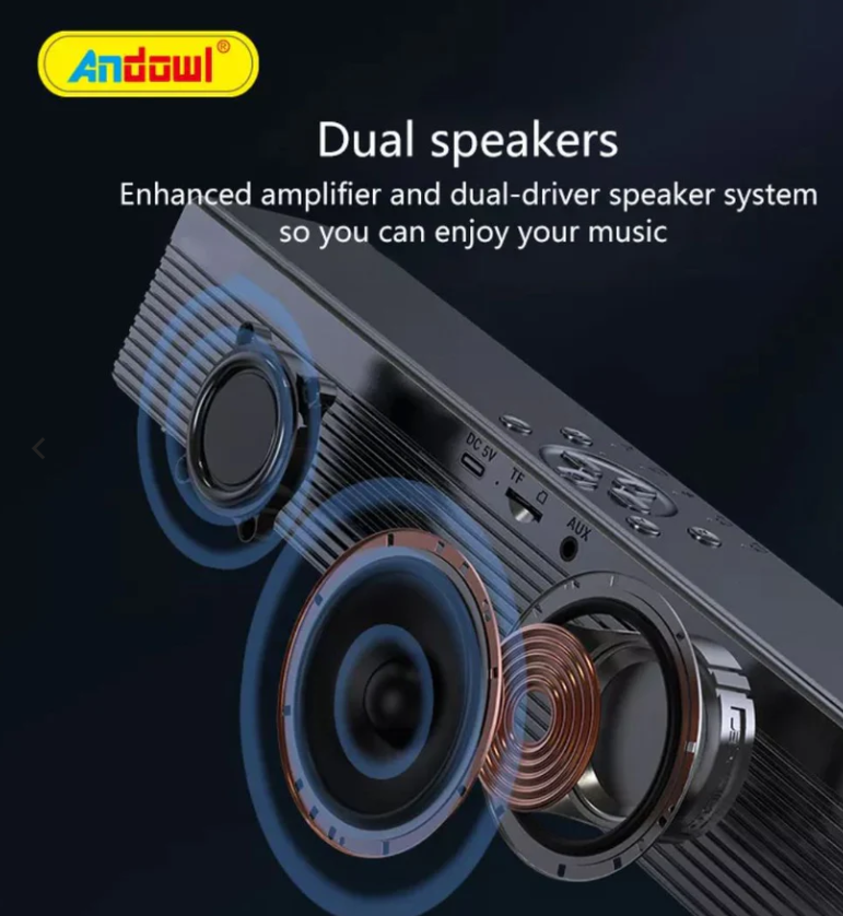 Boxă Portabilă Bluetooth cu Ceas Digital, Alarmă și Funcție de Lumina de Noapte, Microfon Integrat, Autonomie Lungă, Andowl (Q-YXB133) [3]