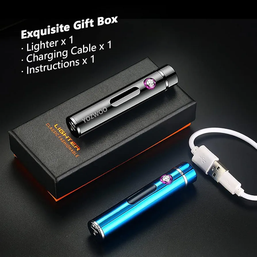 Bricheta electrica reincarcabila, cu cablu USB, fara gaz, dublu arc electric, antivant, incandescenta, usoara si portabila [4]