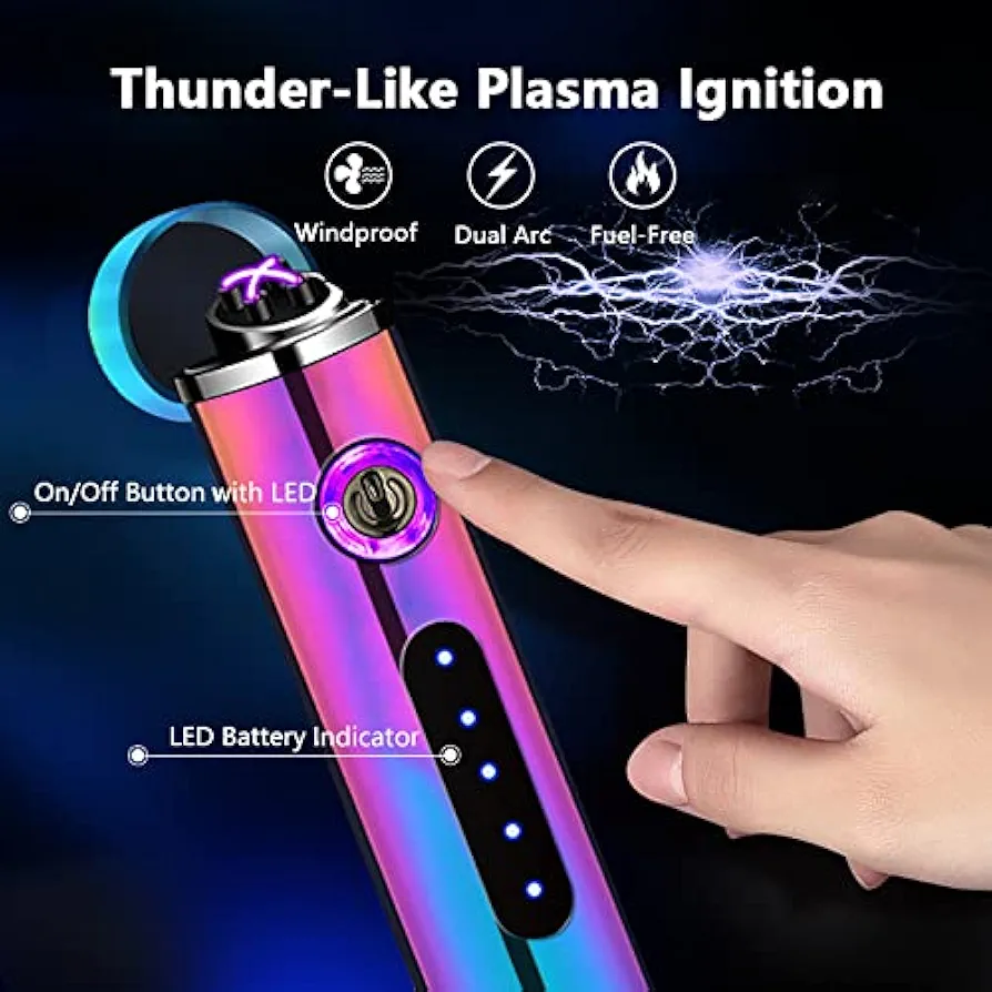 Bricheta electrica reincarcabila, cu cablu USB, fara gaz, dublu arc electric, antivant, incandescenta, usoara si portabila [5]